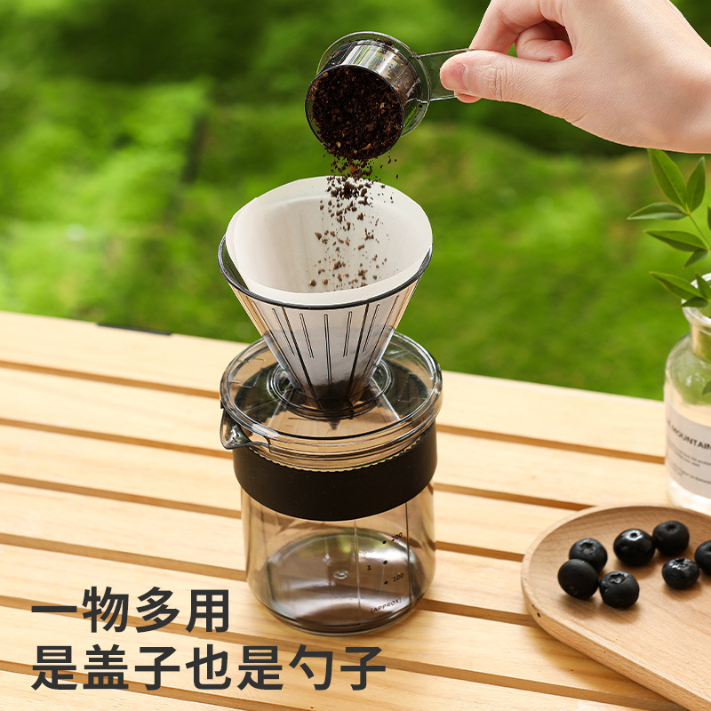 Set de cafetera de lavado de mano viaje portátil camping con escala 3 en 1 taza de filtro de café refrigerador al aire libre