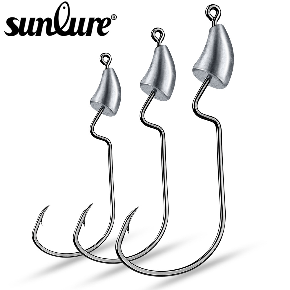 原铅根钓钩小号曲柄铅头钩 1.75g 2.5g 3.5g软饵路亚鱼钩渔具配件