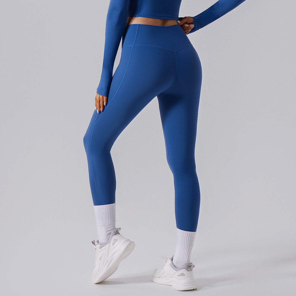 2025 nuevo desnudo de alta elasticidad para poner rizado pantalones de yoga para mujeres melonía de caderas abdominales deportivas pantalones de fitness ajustados