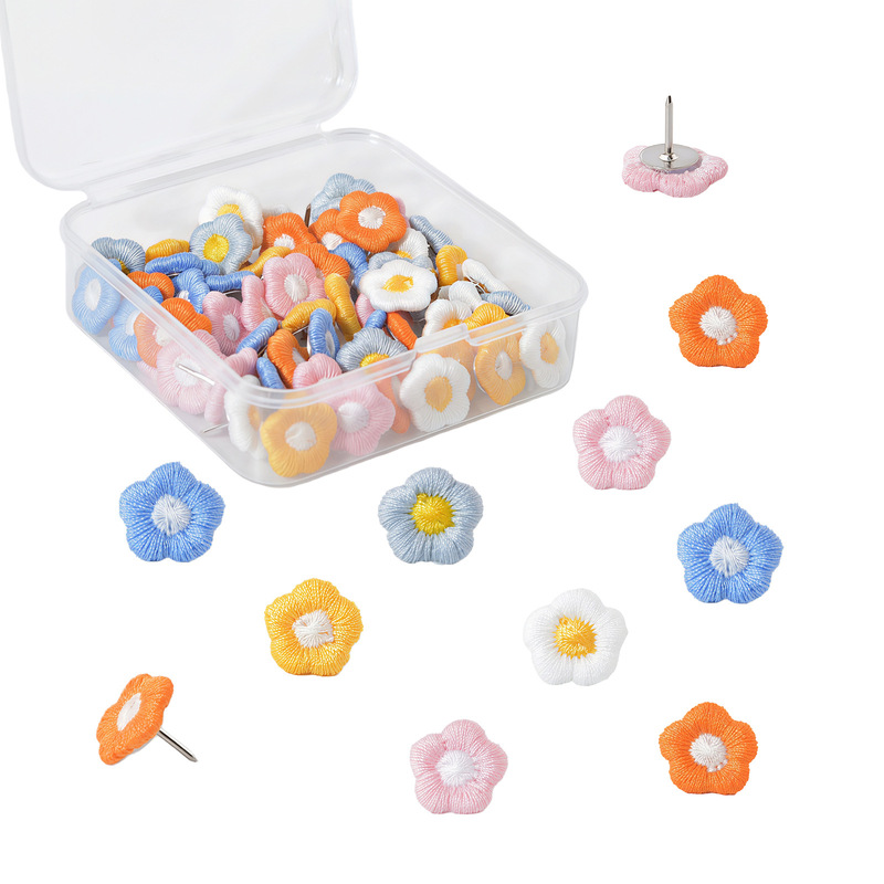 60 Pieces of Flower-Shaped Decorative Push Pins for Cork Board, Photo Wall, and Office Decoration 60 Pieces of Flower-Shaped Decorative Push Pins for Cork Board, Photo Wall, and Office Decoration