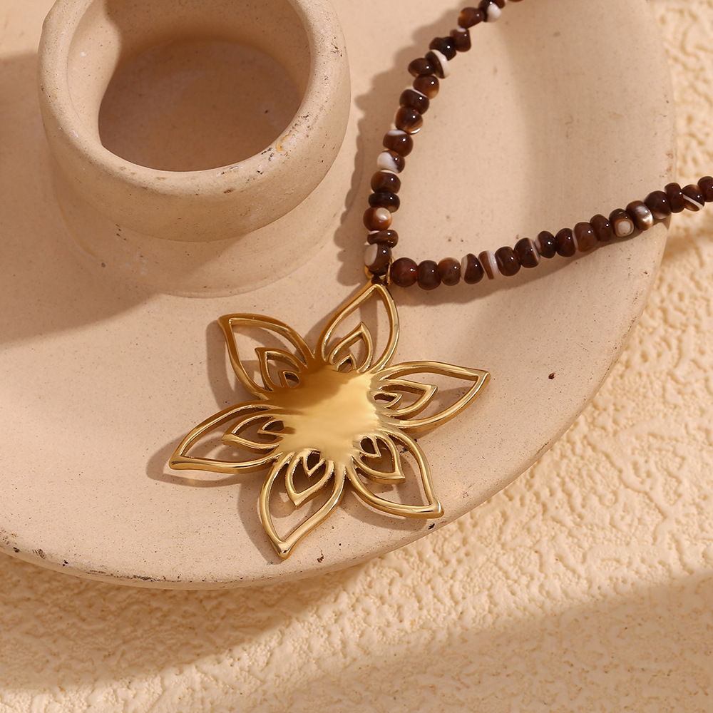 Petal Pendant Stainless Steel Necklace