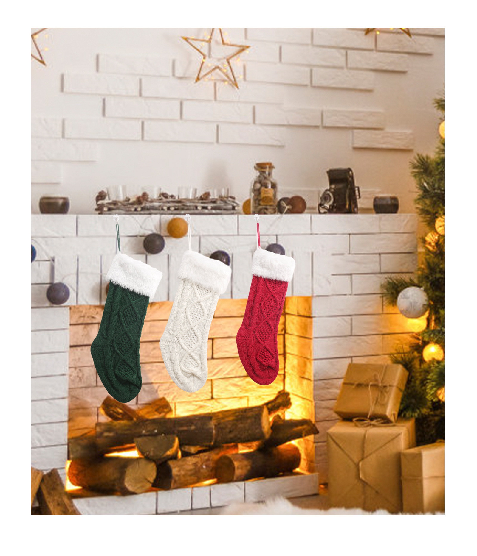 Christmas Simple Style Solid Color Cloth Party Christmas Socks 1 Piece display picture 2