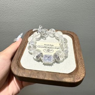 Crystal Natural Women's Design Niche Bracelet Butterfly Sweet Piece Set Cool Light Luxury White Asa Sense