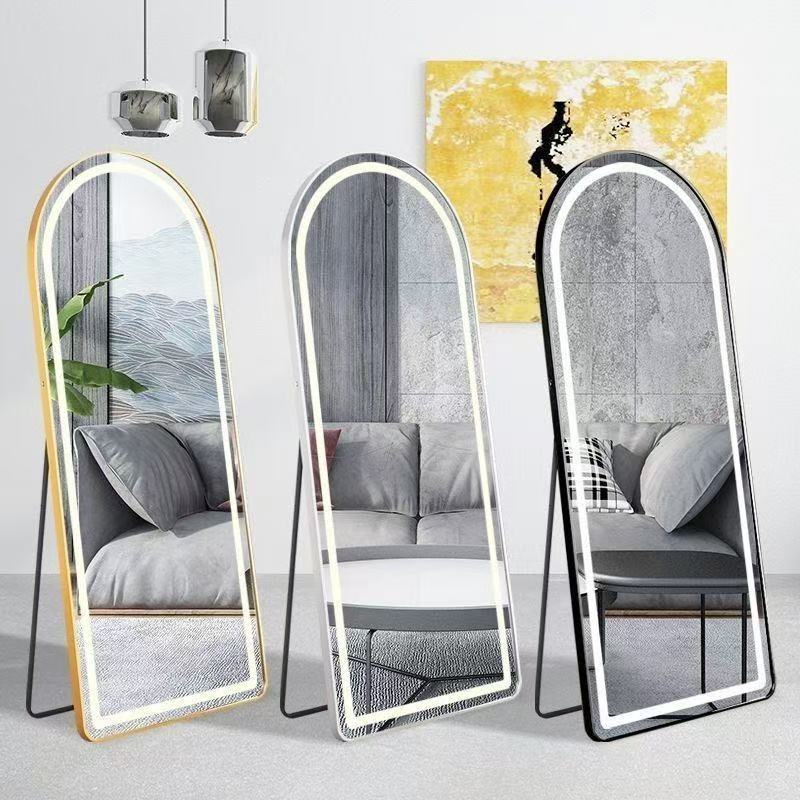 Espejo de suelo inteligente de cuerpo completo dormitorio de vestuario doméstico de mujer con lámpara LED colgada de pared inducción táctil image 2