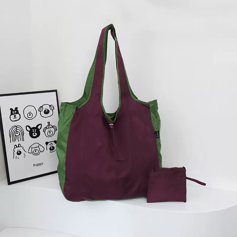 跨境可折叠购物袋双层手提加厚单肩包超市环保收纳袋子网兜买菜包