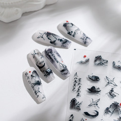 TENSOR New Technology Japanese 5D Nail Sticker Pro Thin Transparent Back Glue Sticker TS-1775 One Leaf Light Boat