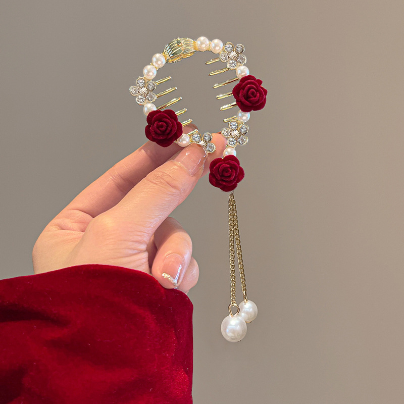 세 송이 장미 머리핀