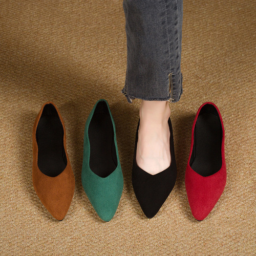European and American flat-bottom new style flat-heeled plus-size women's four-season work suede wholesale plus-size