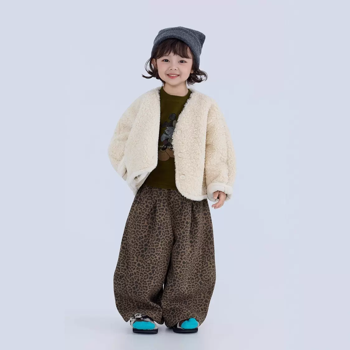 儿童皮毛一体外套2025冬装新款韩版男女童麂皮绒复合毛毛短外套