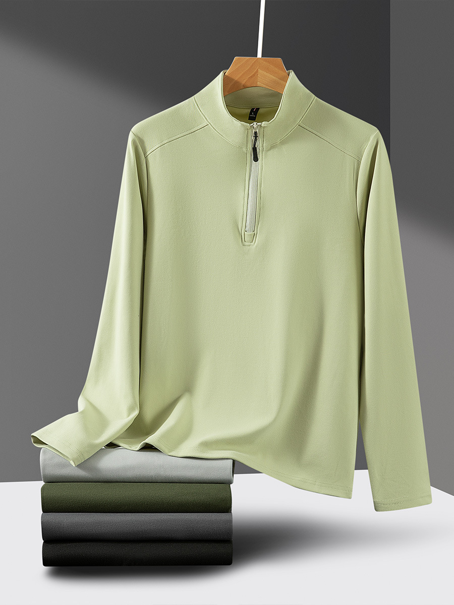 Otoño y invierno de terciopelo de terciopelo de cuello de hombre chaqueta caliente de medio cremallera de cuello alto camiseta de camisa de manga larga