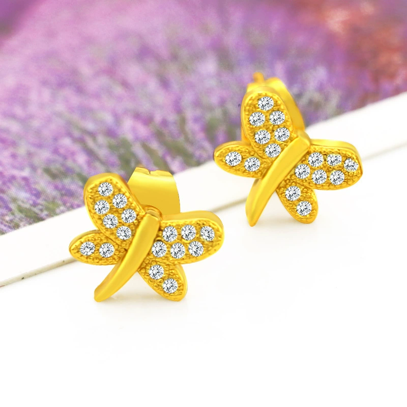 Маленькие серьги из латуни, брендовые, 24 карата