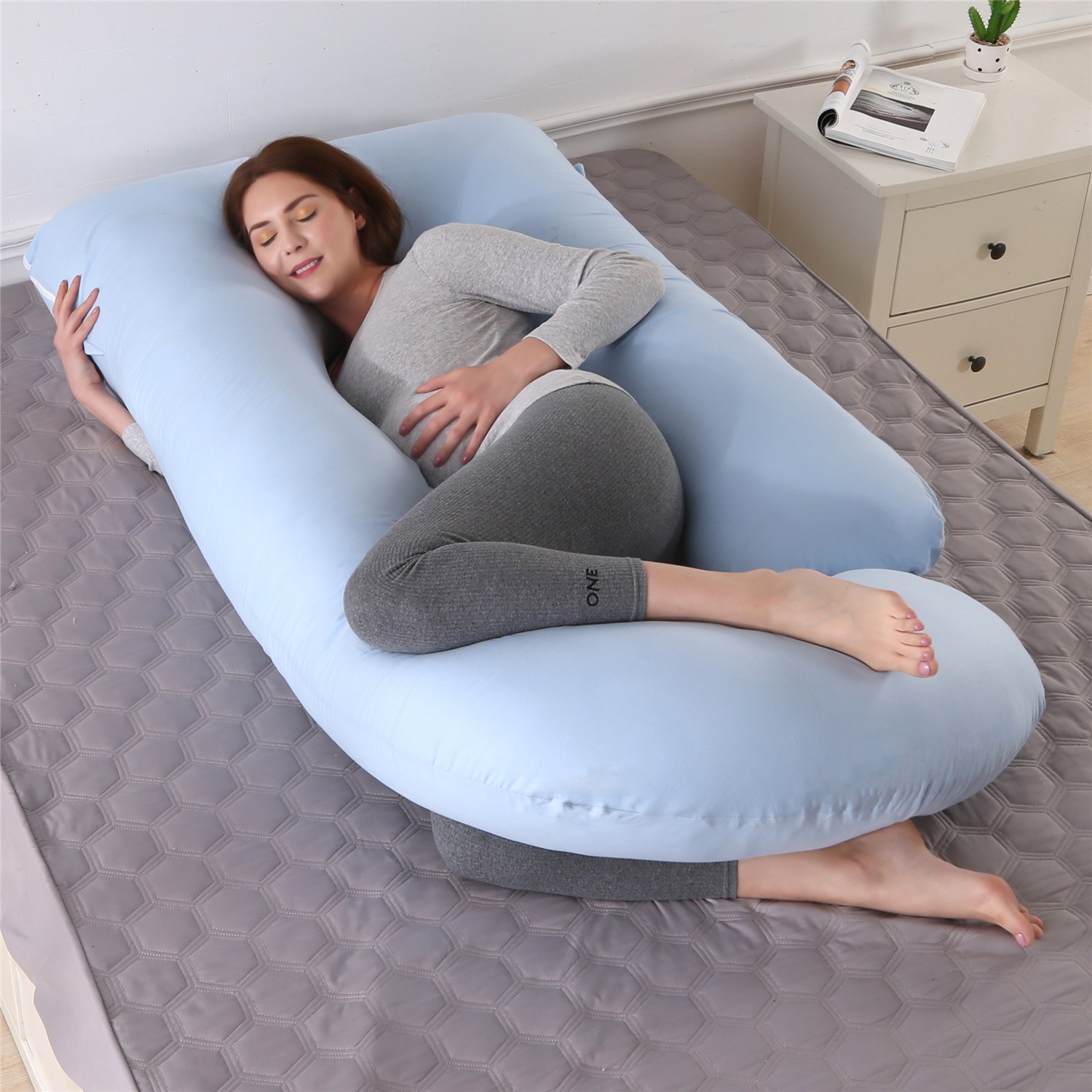 Almohada de maternidad lado dormitorio de algodón extraíble y lavable almohada de soporte de cintura en forma de G grande transfronteriza FÁBRICA DE Amazon almohada de maternidad al por mayor