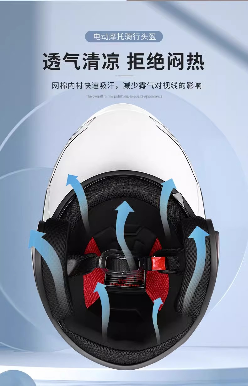 New National Standard Electric Battery Bike Helmet, All-Season Safety Helmet, Motorcycle Winter Thickened Half Helmet, High-Definition Double Mirror