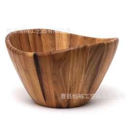 相思木家用沙拉碗创意简约水果拌饭碗木制大容量加厚食品圆碗