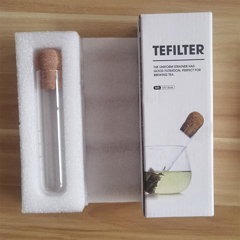 Tubo de ensayo de vidrio creativo colador de té Filtro de té colador de té de verano neto rojo hogar resistente a altas temperaturas juego de té accesorios al por mayor