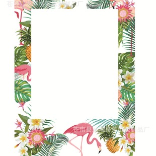 Hawaii Flamingo Pineapple Paper Photo Frame Beard Photo Props Seaside Holiday Handheld Photo Props