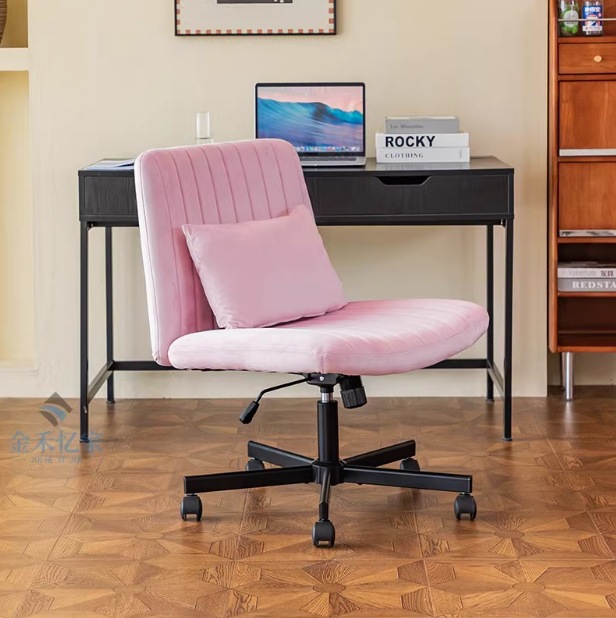 라이트 핑크 [벨벳] - 허리 받침대가 있는 검정색 도르래 발