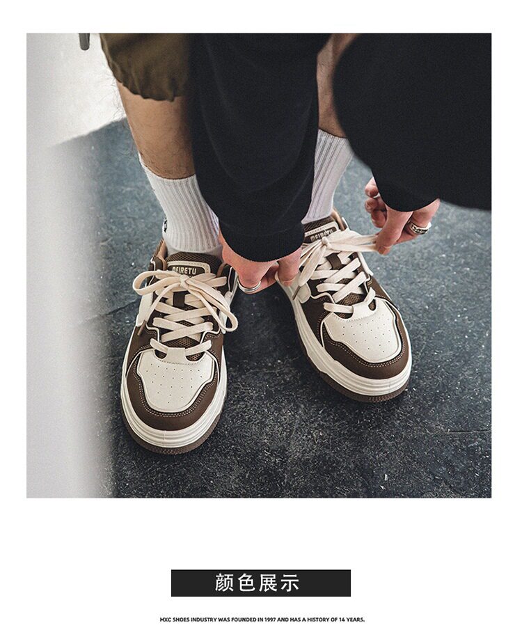 Giày thể thao nam sneaker cổ thấp đế bằng kiểu Mỹ thời trang — K88 m màu nâu, K88 m màu đen chi tiết 2