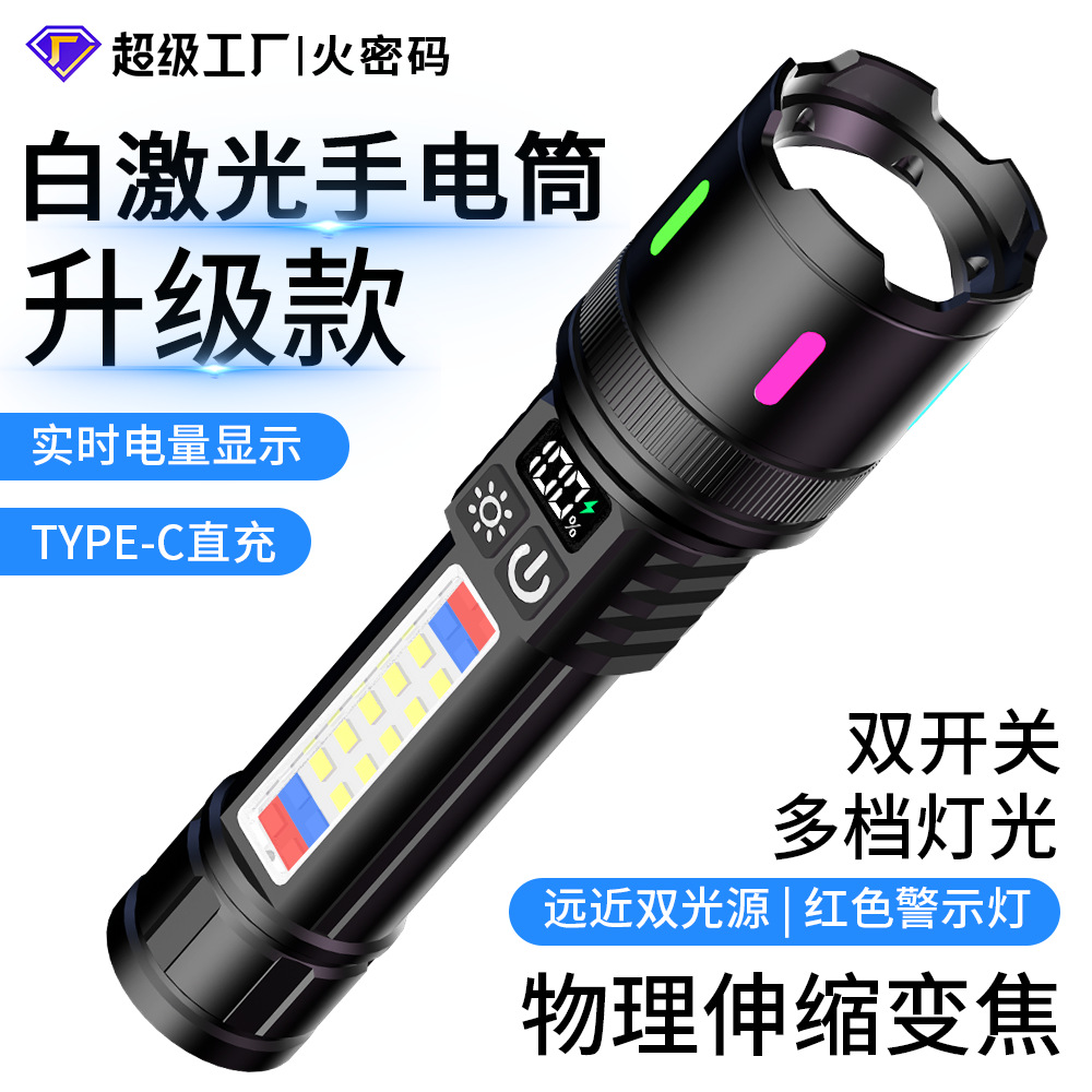Nueva linterna recargable linterna portátil de larga duración cob luz de trabajo de emergencia multifuncional para exteriores súper brillante