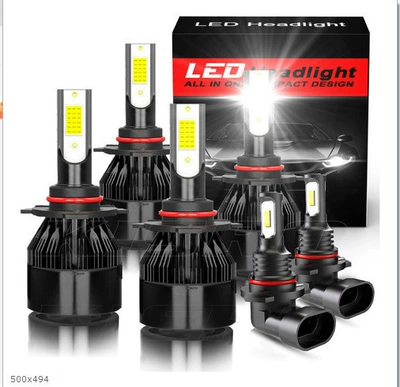 Headlight Set, Front Headlights, Ön faralar - black-c6-9005-4-pieces-fog-light-white-light-9005-2-pieces