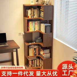全实木转角书架落地置物架学生家用客厅角柜墙角收纳拐角床头书柜