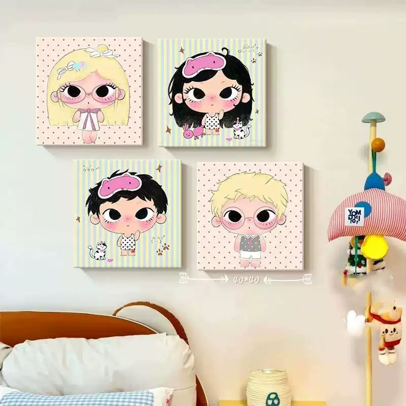 《Just in Time for Xiaoman》Dopamine Trend Art Children's Room Decorative Painting Cute Cartoon Niche Living Room Wall Art 《Just in Time for Xiaoman》Dopamine Trend Art Children's Room Decorative Painting Cute Cartoon Niche Living Room Wall Art