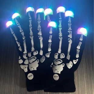 Halloween bones luminous gloves factory direct dancing luminous gloves led lights colorful luminous