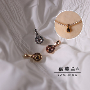 Pure G18K gold platinum rose gold pearl spoon buckle DIY creative embellishment small pendant eighth note INS style