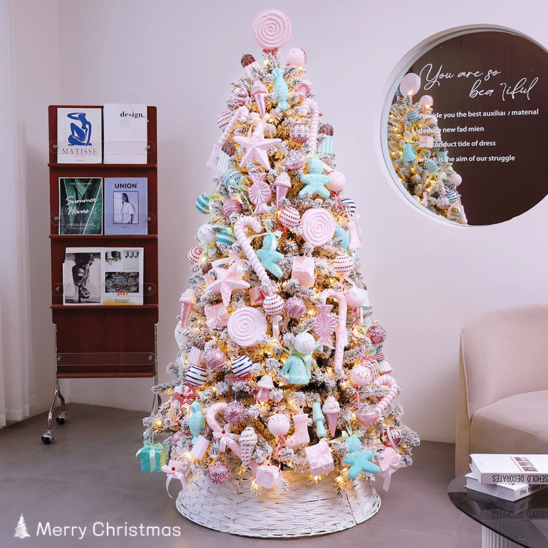 árbol de navidad, árbol de navidad, decoración de navidad, macarón flocado, árbol de navidad, paquete de árbol grande