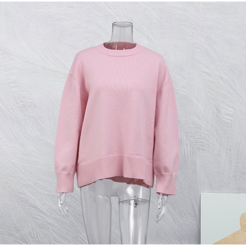 Women's Clothing winter new pink sweet round neck pullover sweater_voghion.com