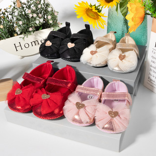 Cross-Border Baby Girl Shoes Princess Shoes 0-1 Years Old Non-Slip Soft Baby Toddler Shoes 100-Day-Old Shoes Newborn Shoes