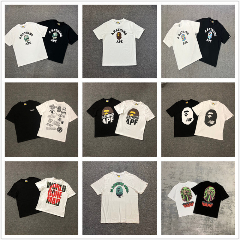 In-Stock 2026 Spring/Summer Bape Camouflage Ape Head Print Short-Sleeve T-Shirt Trendy Men's Casual T-Shirt Cross-Border Wholesale