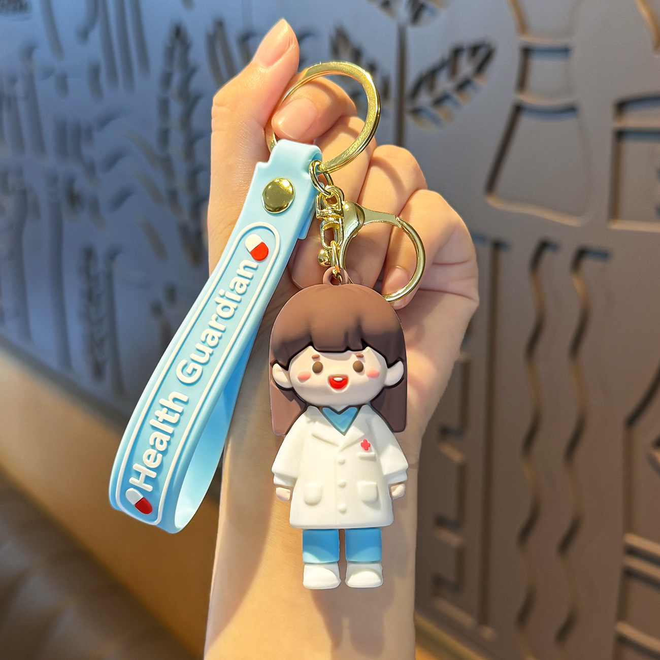 Ángel blanco doctor llavero bolsas de goma suave colgantes creativos regalos de vacaciones originales regalos de enfermeras al por mayor