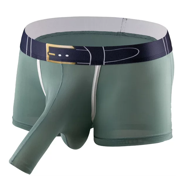 Men's underwear boxer bullet separation Ice Silk comfortable breathable sexy solid color elephant nose boys mid waist opening