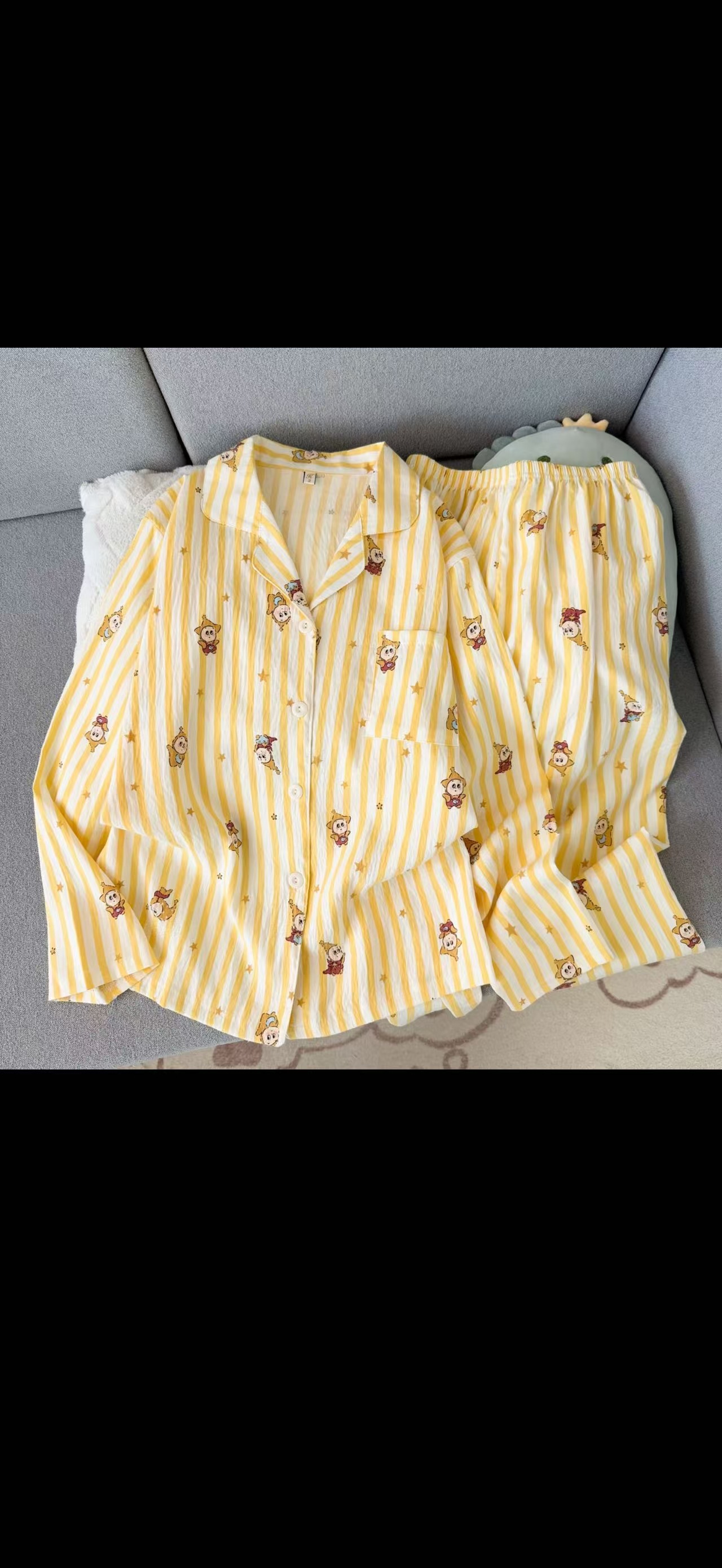 Al por mayor transfronterizo primavera y otoño dulce dibujos animados nubes de algodón pantalones de manga larga pijamas cardigans con solapa cubierta de ropa para el hogar