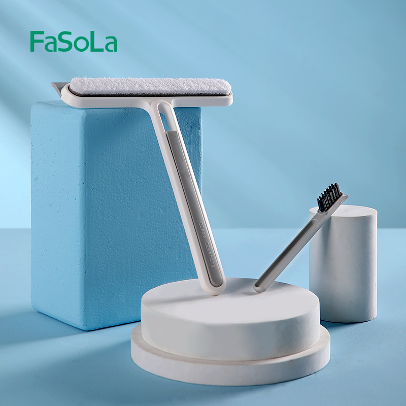 FaSoLa Window Scraper Window Sill Bathroom Wipe Glass Artifact Household Silicone Wiper Scraper Gap Brush