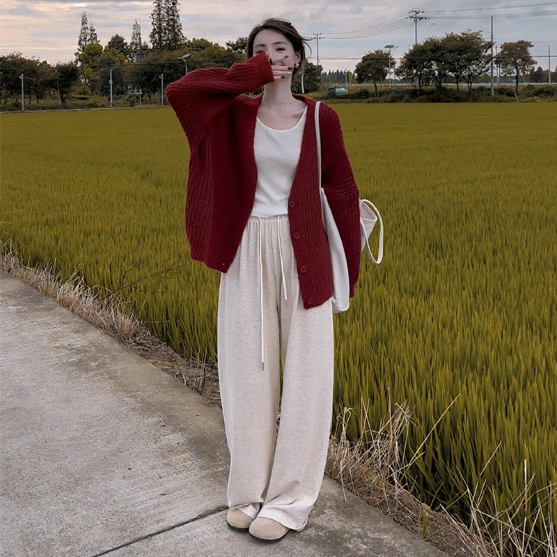 安可拉红毛针织开衫长袖T恤早秋季女款2024新款冷淡系高级感上衣