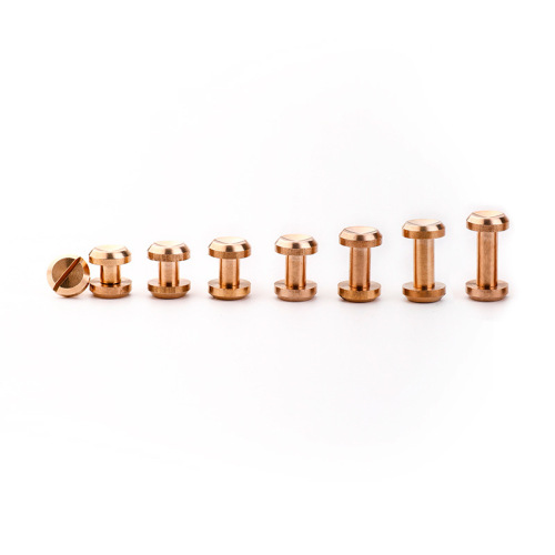 Concave I-shaped nails, pure brass belt screws, face diameter 10mm, handmade DIY wallet brass hardware accessories