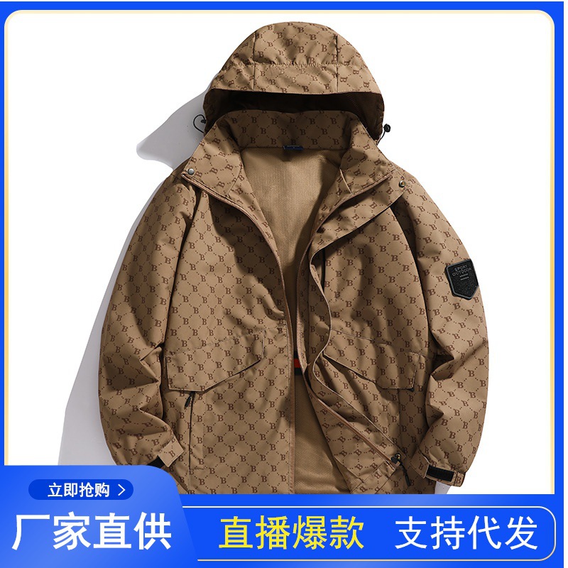 2023 nueva chaqueta de los hombres de moda a prueba de viento chaqueta deportiva chaqueta suelta con capucha chaqueta de moda a juego al por mayor