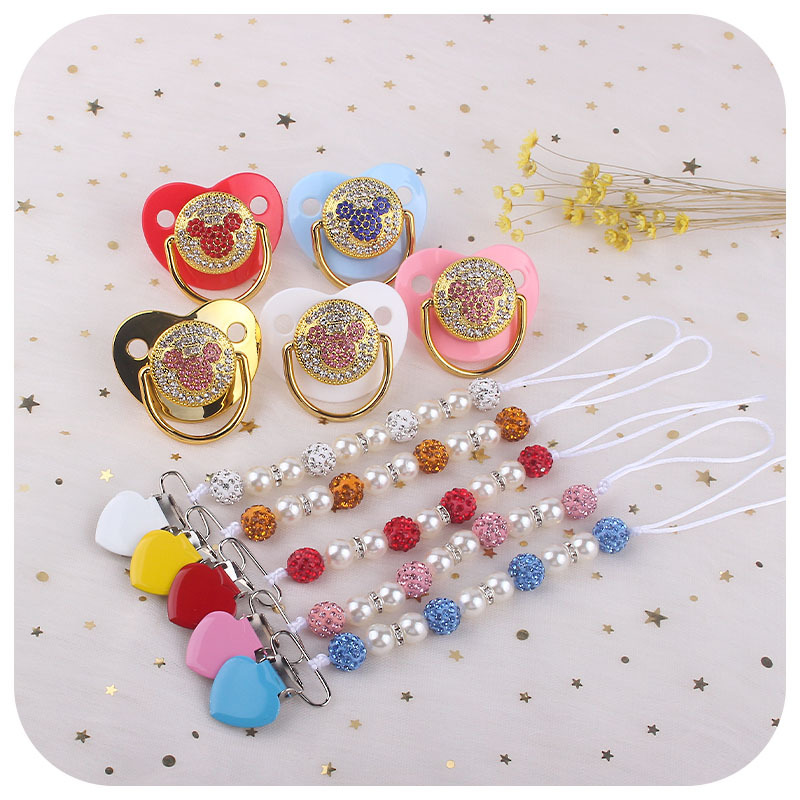 Suministros para bebés amor chupete clip chupete cadena anti-caída creativo bebé Mickey forma chupete traje