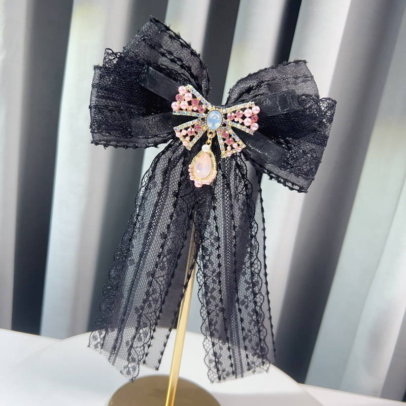 Korean Style Lace Bow Clothing Accessories Bow Tie Women's Collar Flower Free Ribbon Black Collar Decorative Shirt Brooch