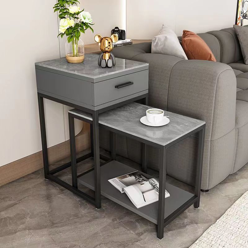 Sofá de tabla de roca simple armario lateral sala de estar móvil pequeño tablero de té al lado del armario lateral sofá cuadrado lujoso ángulo mesas