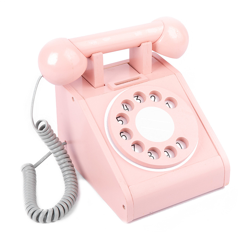 Realistic retro fuchsia telephone