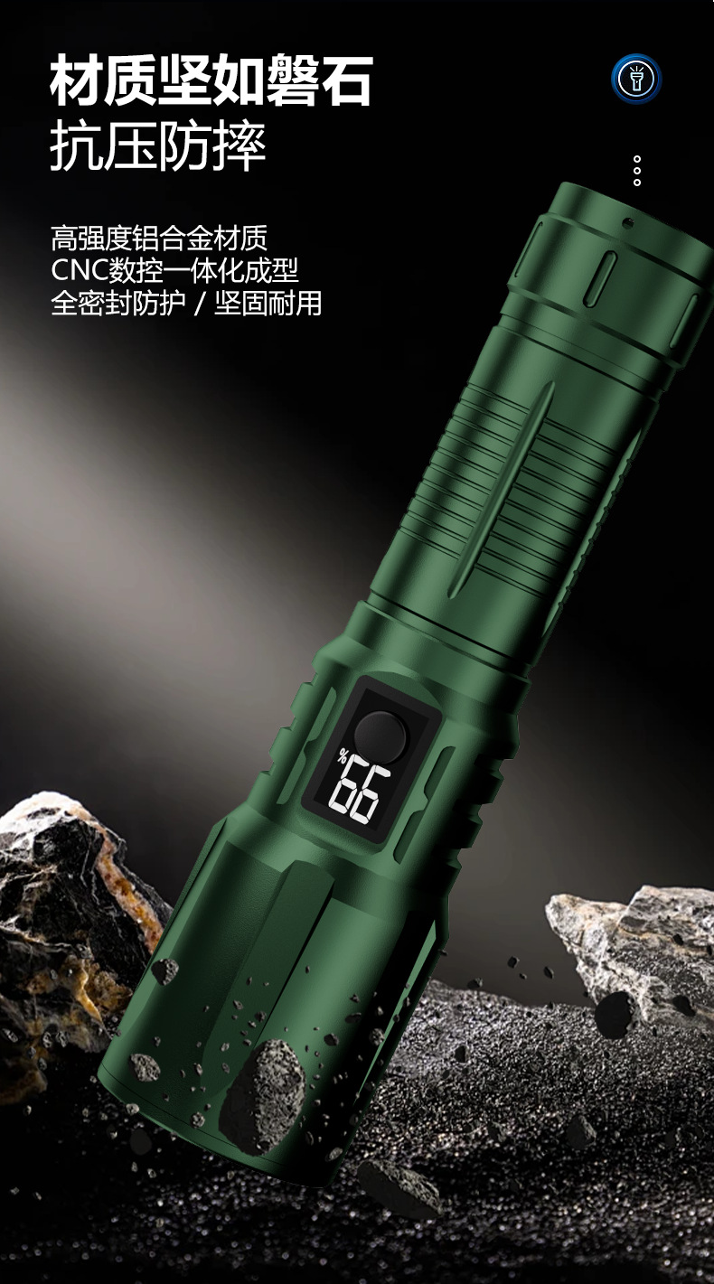 Strong Light Flashlight, White Laser, Rechargeable, Outdoor, Home Use, Portable Patrol, Ultra-Long Battery Life, White Rechargeable, Ultra-Bright