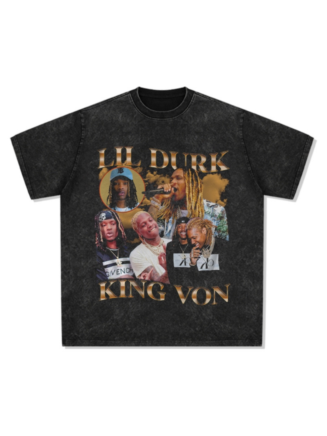 Hip-hop rap americano de estilo callejero estampado retro hace viejo lavado pesado suelto manga corta