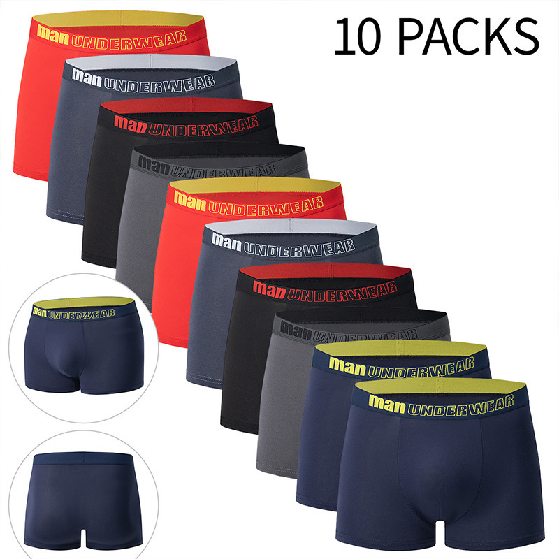 Herren-Freizeit-Sportunterwäsche, Baumwoll-Spandex-Elastan-Trunks, mehrfarbige Schriftzüge, nahtlos, feuchtigkeitsableitend_voghion.com
