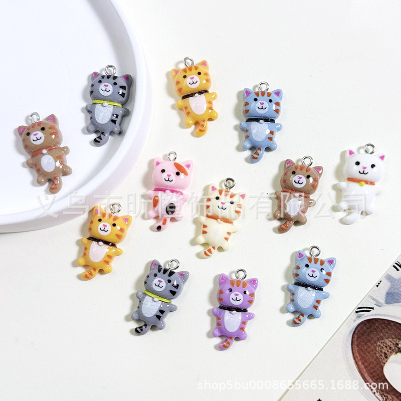 クロスボーダー推奨クリエイティブ漫画樹脂猫ペンダントペンダントジュエリーアクセサリーキーホルダーブレスレットペンダント diy 素材|undefined
