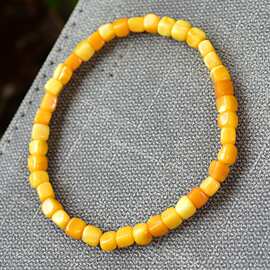 天然俄料妖花老蜜蜡方糖手串尺寸5毫米左右老花蜡原矿蜜蜡直播供