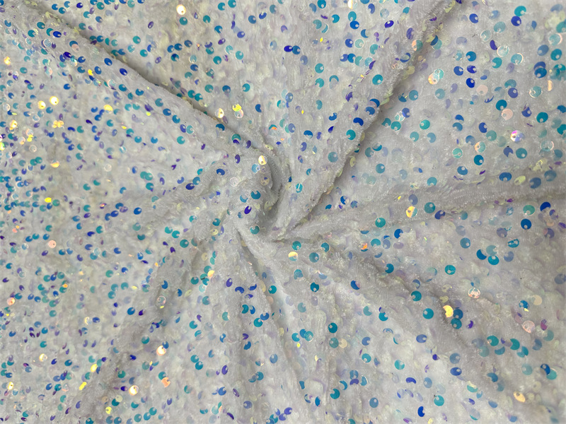 Otoño y invierno tela de terciopelo elástica 5mm oro espuma de cuentas de espuma de Navidad vestido de moda tela de sequilla image 25