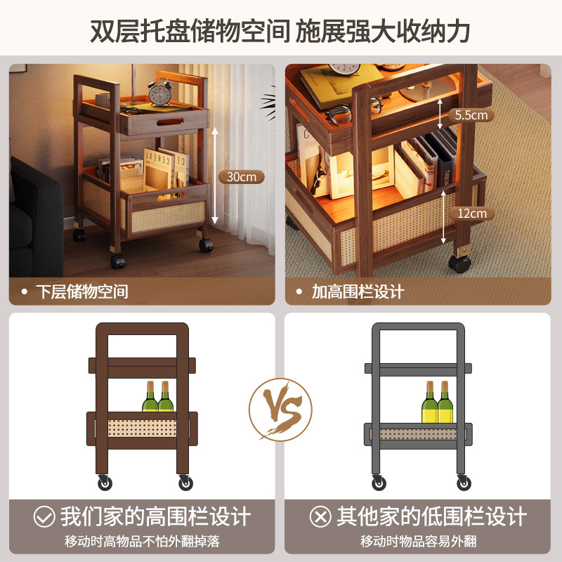 コーヒーショップ書店モバイルレトロカートソファサイドテーブルレストランシンプルなダイニングカート多層収納スナック収納ラック|undefined